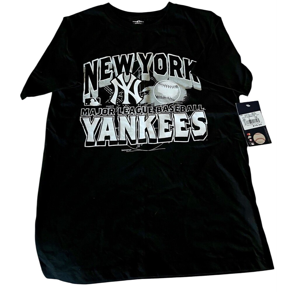 MLB New York Yankees Boys Large 12/14 Short Sleeve T-shirt Black NWT